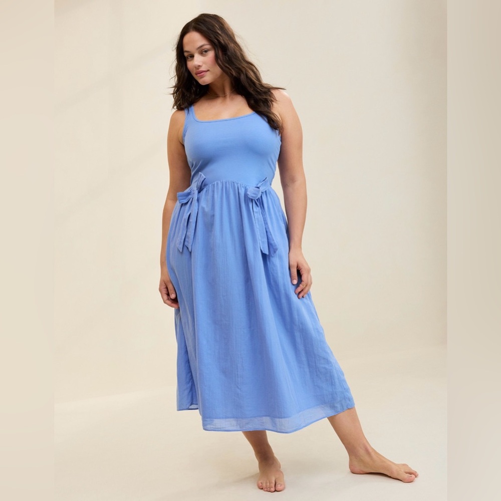 Aerie At the Barre Bow Maxi Dress in Blue